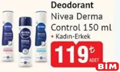 NİVEA DERMA DEODORANT KADIN/ERKEK 150 ML fiyat ve kampanya bilgisi